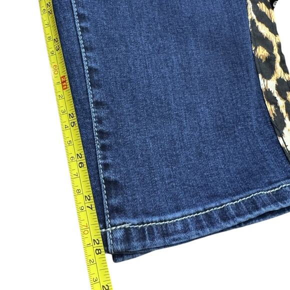 White Mark Womens Plus 2X 20 W Blue Super Stretch Denim with Cheetah Pannel NWT - Picture 10 of 12